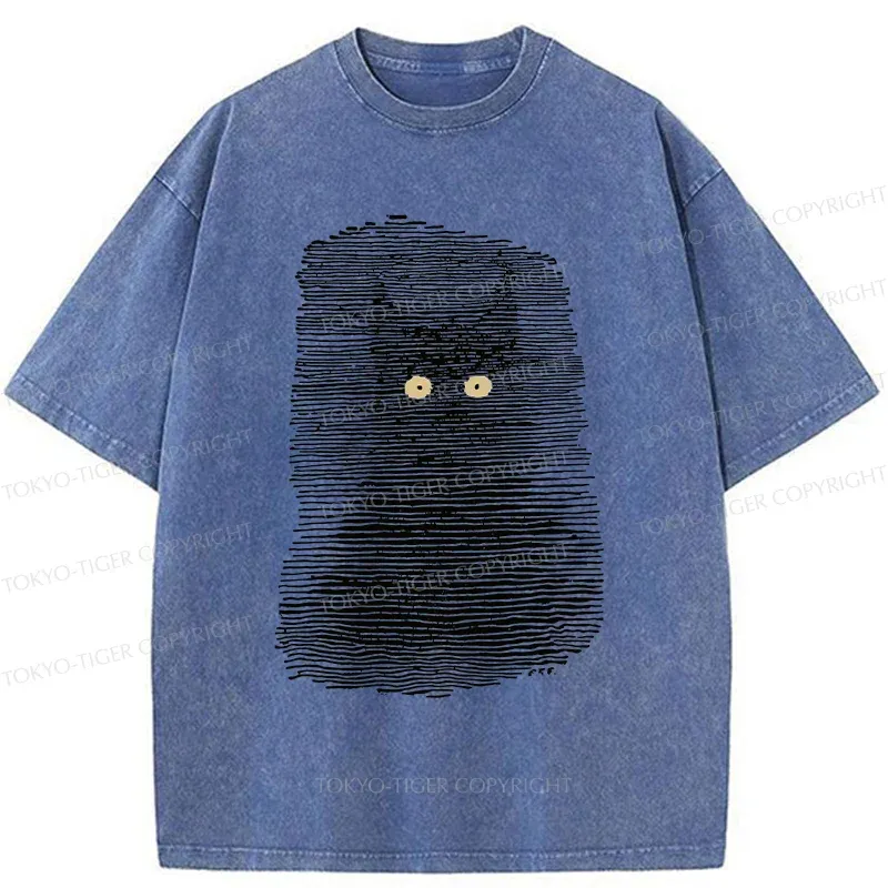 Tokyo-Tiger Cat In The Dark Washed T-Shirt