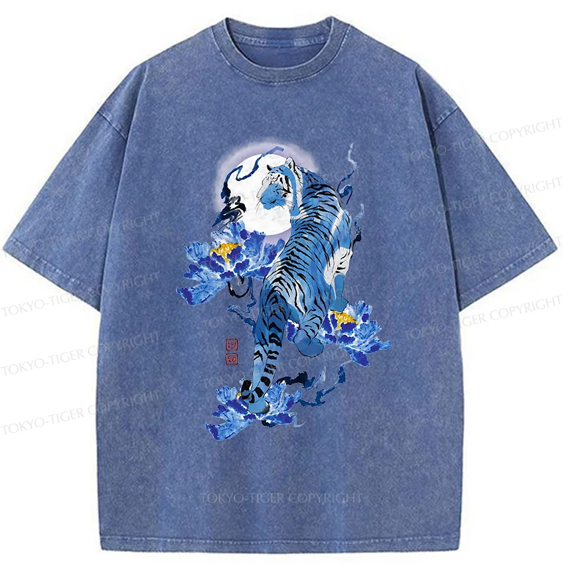 Tokyo-Tiger Japan Blue Tiger Washed T-Shirt