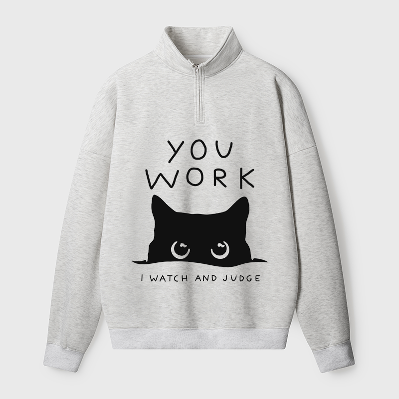 Tokyo-Tiger A Cat That Spies Half Zip Fleece Sweatshirt