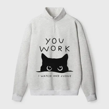 Tokyo-Tiger A Cat That Spies Half Zip Fleece Sweatshirt