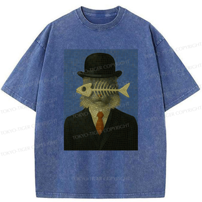 Tokyo-Tiger Fishbone Gentleman Maine Coon Washed T-Shirt