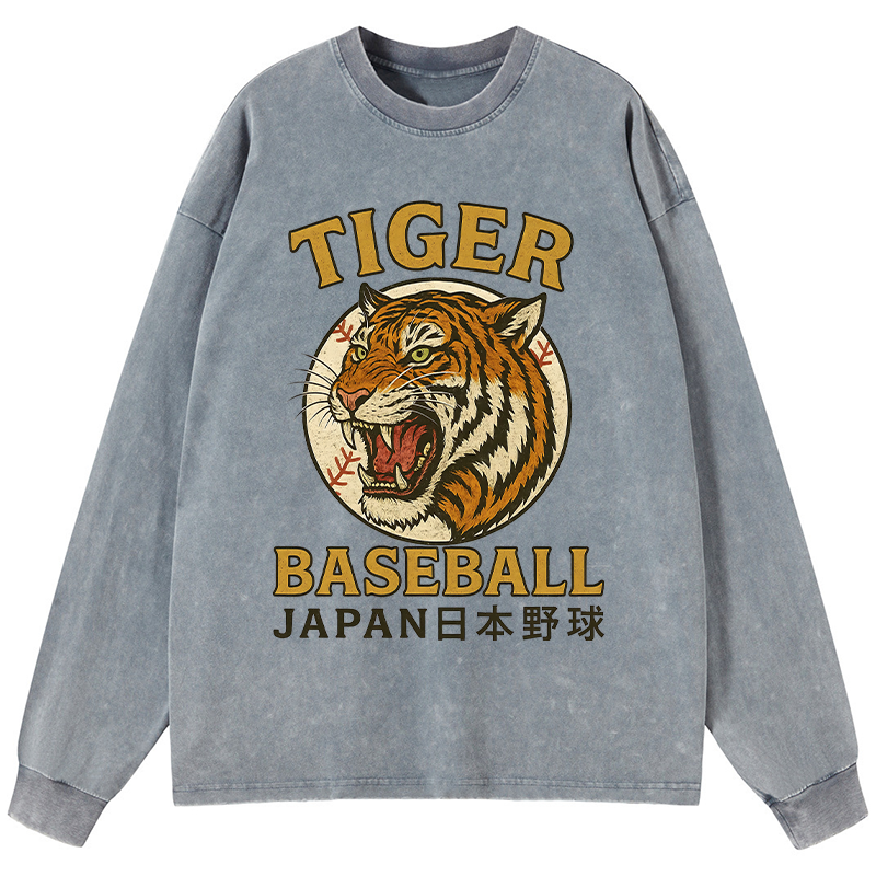 Tokyo-Tiger Osaka Japan Baseball Team Washed Long Sleeve T-Shirt