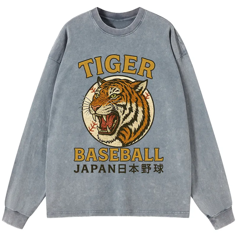 Tokyo-Tiger Osaka Japan Baseball Team Washed Long Sleeve T-Shirt