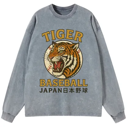 Tokyo-Tiger Osaka Japan Baseball Team Washed Long Sleeve T-Shirt
