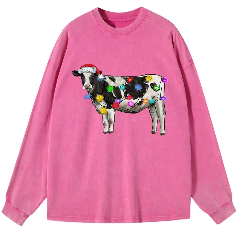Tokyo-Tiger Christmas Cow Washed Long Sleeve T-Shirt