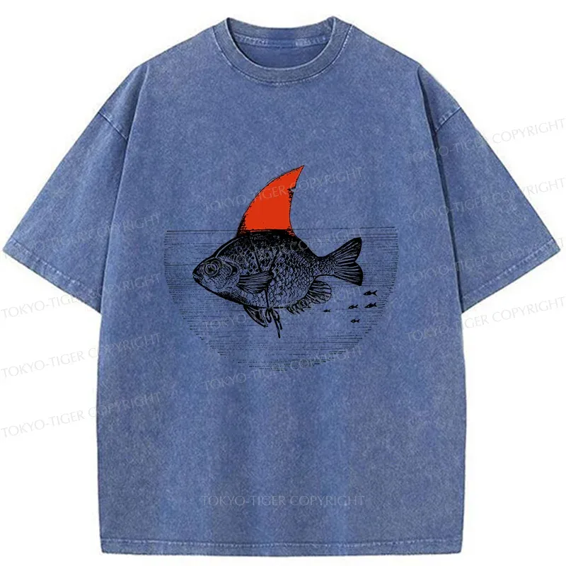 Tokyo-Tiger Shark In The Fish Tank Washed T-Shirt