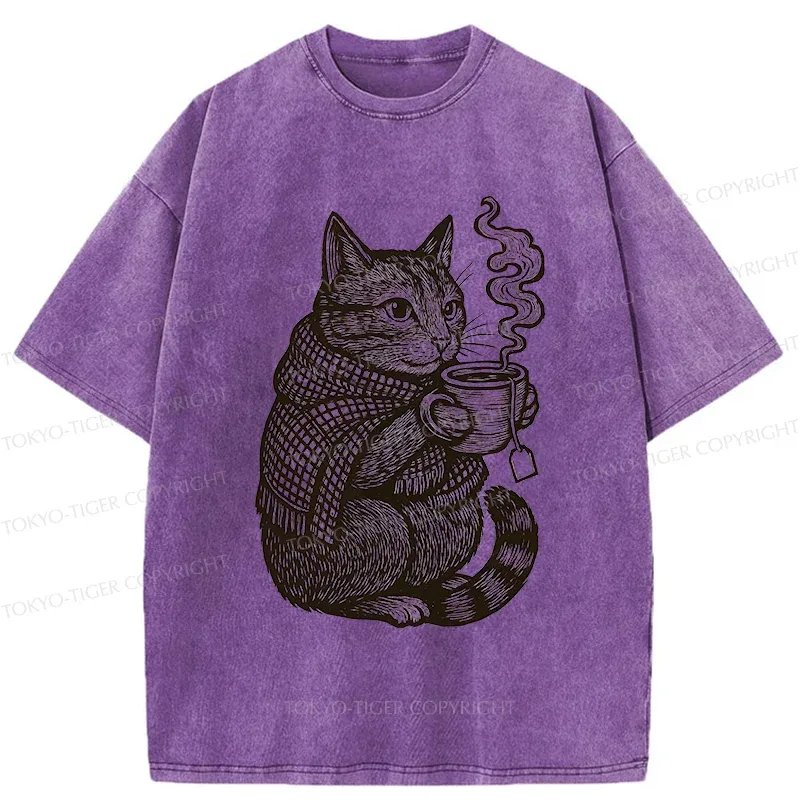 Tokyo-Tiger Autumn Cat Washed T-Shirt