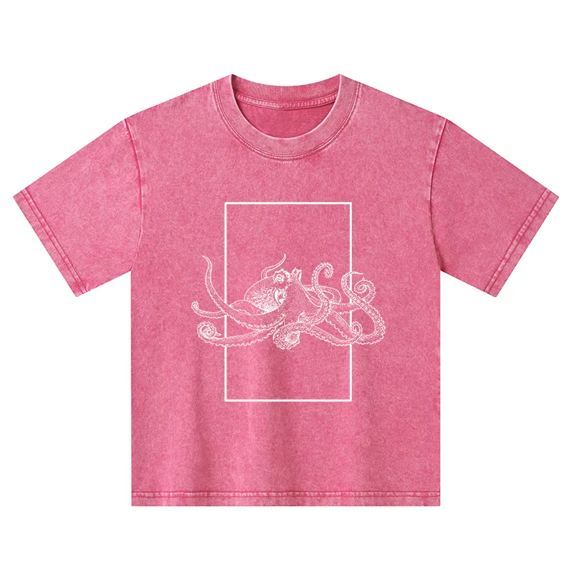 Tokyo-Tiger Japanese Giant Octopus Kids Washed T-Shirt