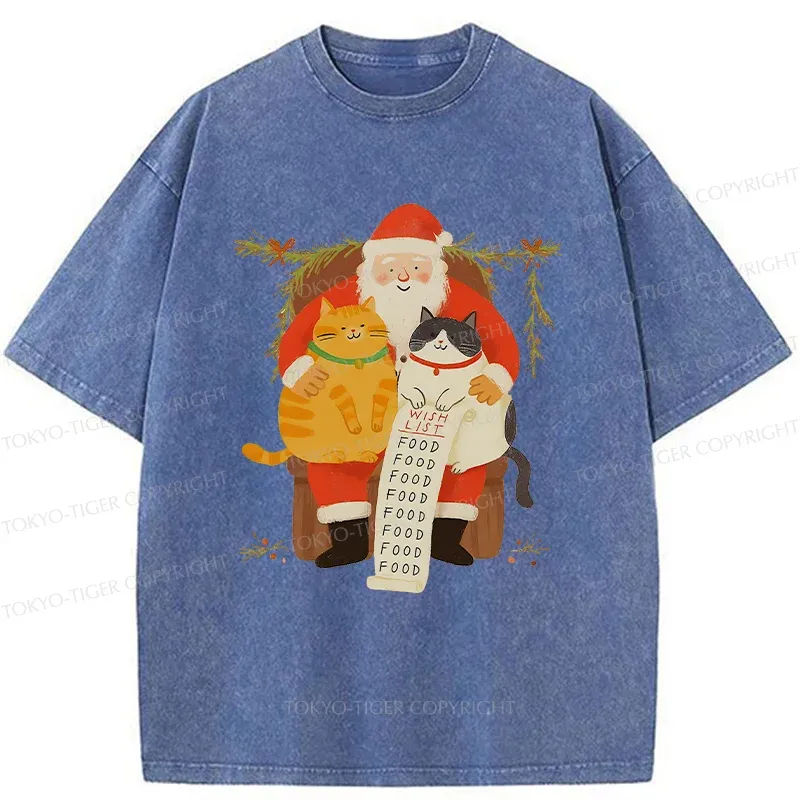 Tokyo-Tiger Santa Claus And Cats Washed T-Shirt Sale