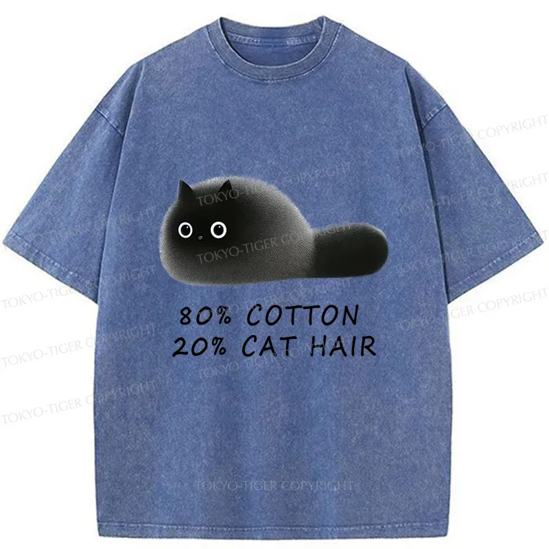 Tokyo-Tiger Funny Cat Hair Washed T-Shirt