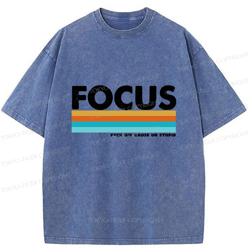 Tokyo-Tiger Funny FOCUS Washed T-Shirt