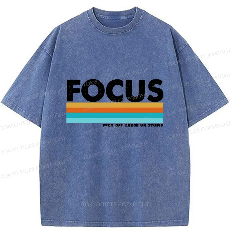 Tokyo-Tiger Funny FOCUS Washed T-Shirt