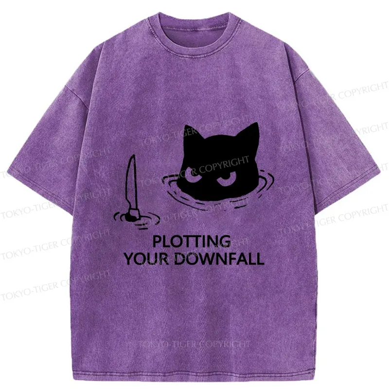 Tokyo-Tiger Cat Planning Something Bad Washed T-Shirt