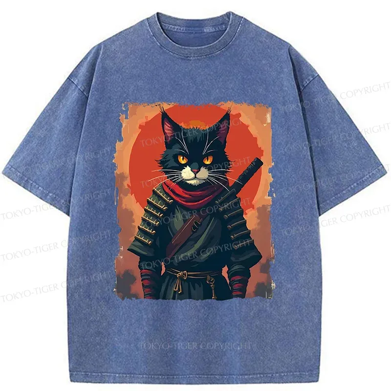 Tokyo-Tiger Handsome Cat Ninja Washed T-Shirt