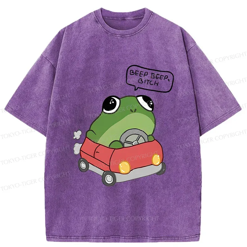 Tokyo-Tiger Frog Driving Washed T-Shirt