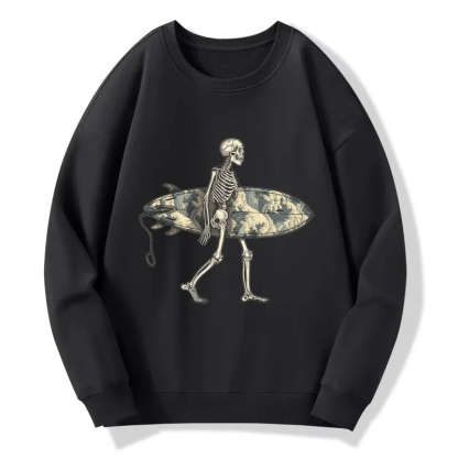 Tokyo-Tiger Skeleton Ready To Go Surfing Sweatshirt