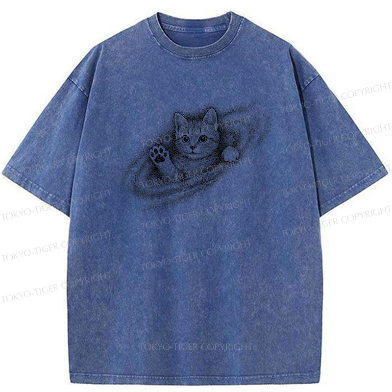 Tokyo-Tiger Little Galaxy Cat Washed T-Shirt