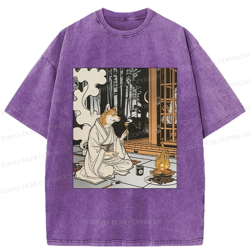 Tokyo-Tiger Zen Dog Japanese Washed T-Shirt