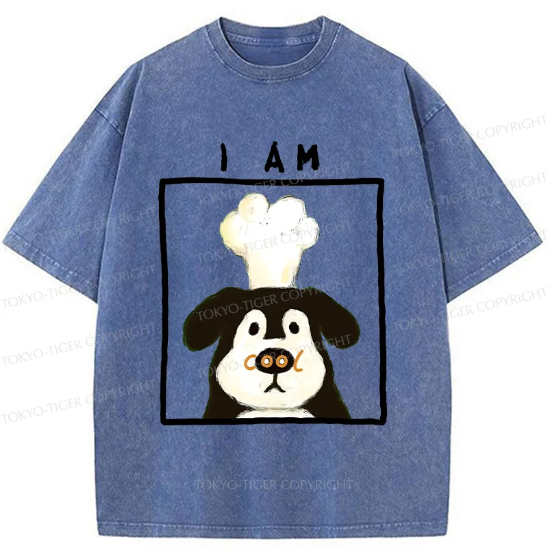 Tokyo-Tiger Cool Dog Chef Washed T-Shirt