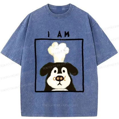 Tokyo-Tiger Cool Dog Chef Washed T-Shirt
