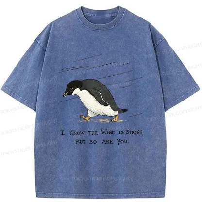 Tokyo-Tiger Penguins Walking In The Rain Washed T-Shirt