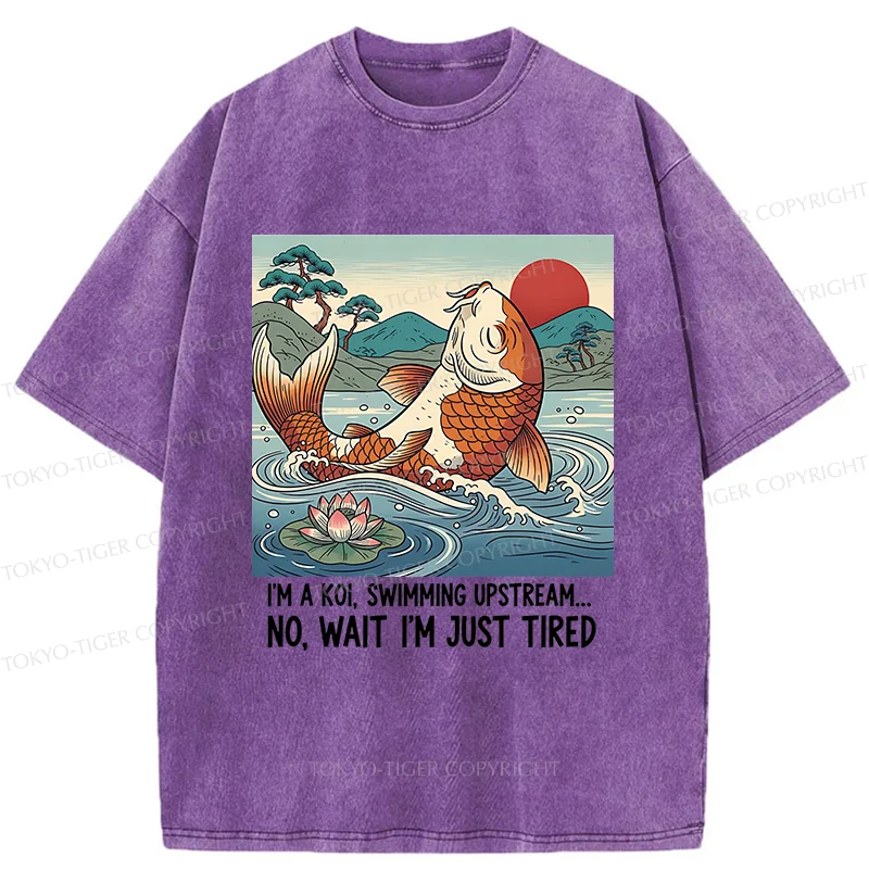 Tokyo-Tiger Funny Koi Washed T-Shirt