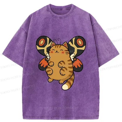 Tokyo-Tiger Cat Butterfly Washed T-Shirt