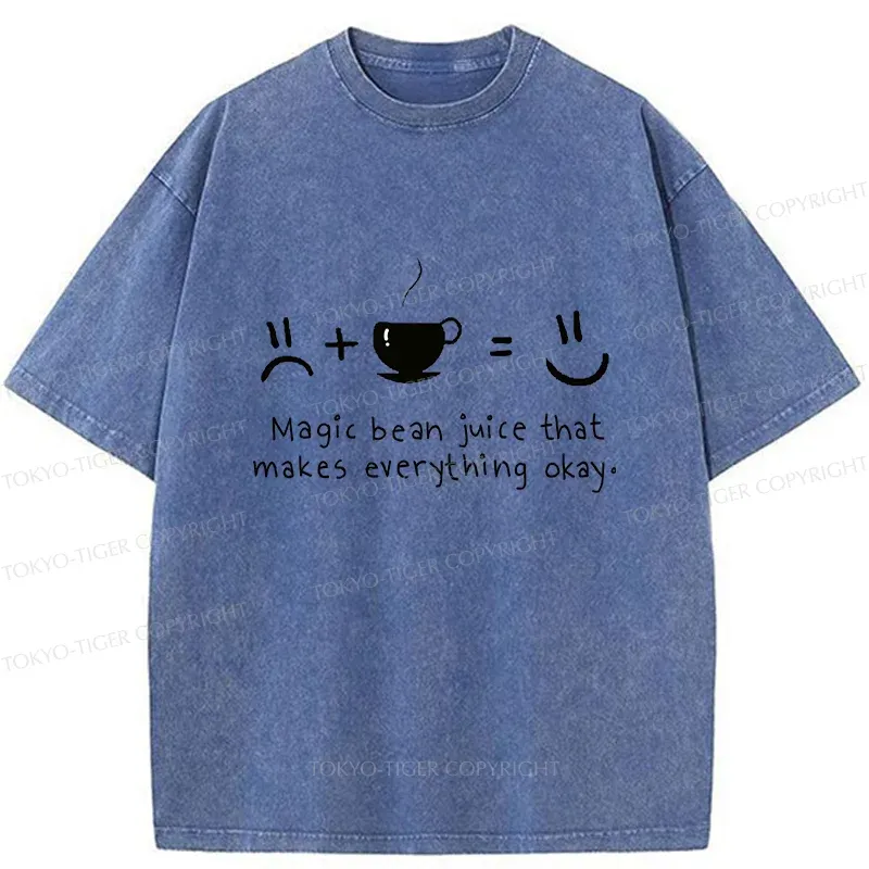 Tokyo-Tiger Magic Coffee Beans Washed T-Shirt Sale