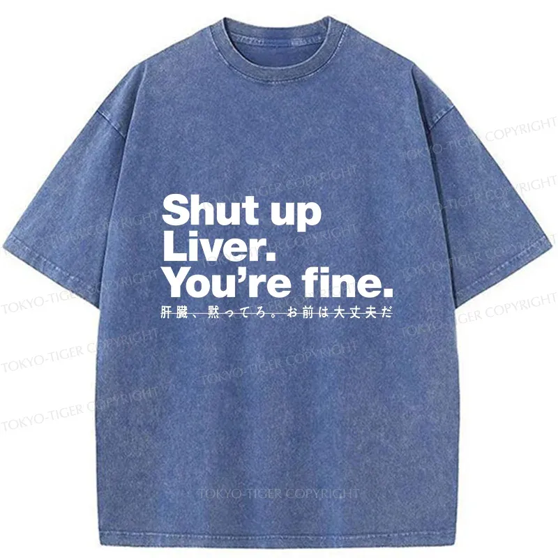 Tokyo-Tiger Liver And Alcohol Funny Washed T-Shirt