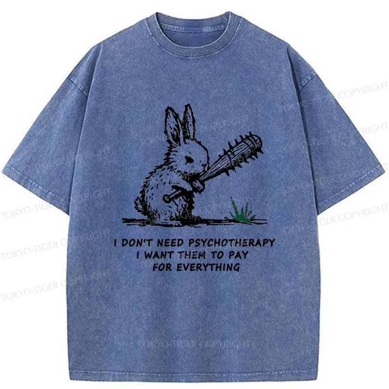 Tokyo-Tiger Violent Rabbit Funny Washed T-Shirt