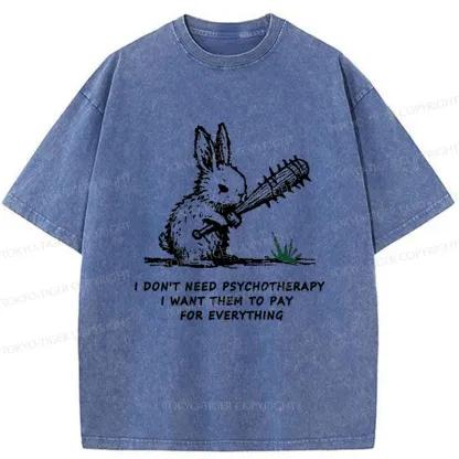 Tokyo-Tiger Violent Rabbit Funny Washed T-Shirt