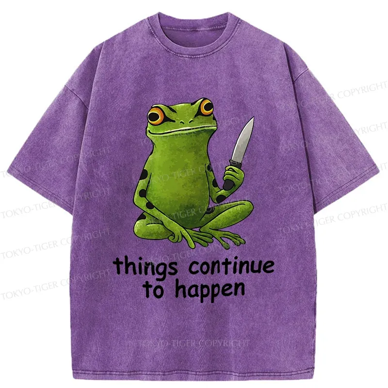 Tokyo-Tiger Frog Holding A Knife Washed T-Shirt