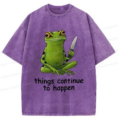 Tokyo-Tiger Frog Holding A Knife Washed T-Shirt