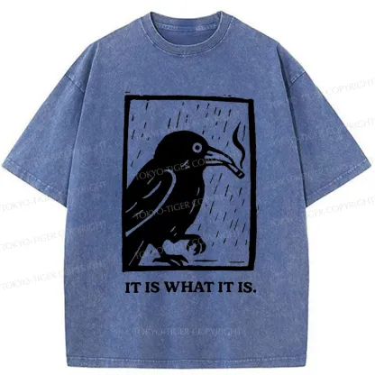 Tokyo-Tiger Smoking Crow Washed T-Shirt