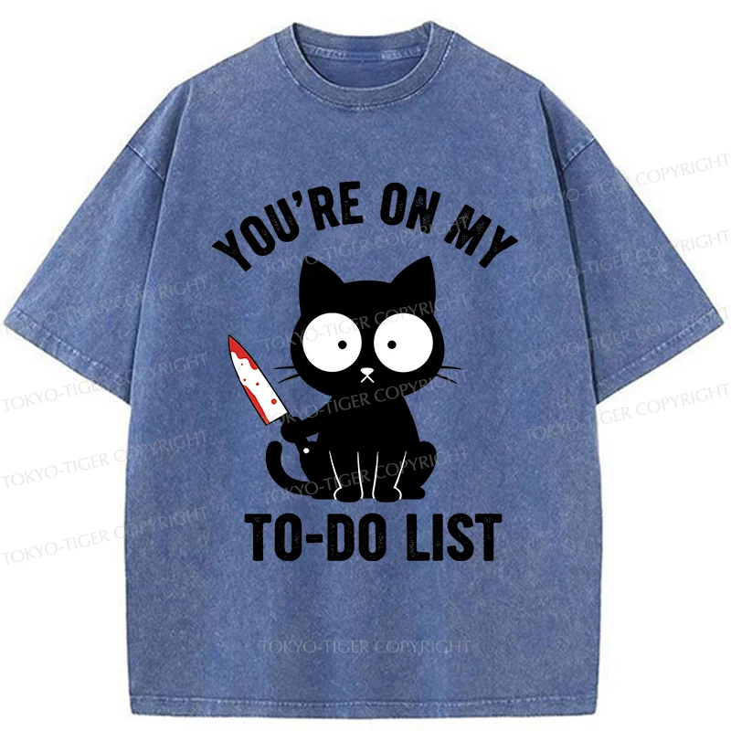 Tokyo-Tiger Cat Ready To Murder Washed T-Shirt