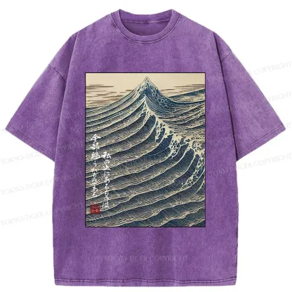 Tokyo-Tiger Ukiyoe Raging Waves Washed T-Shirt