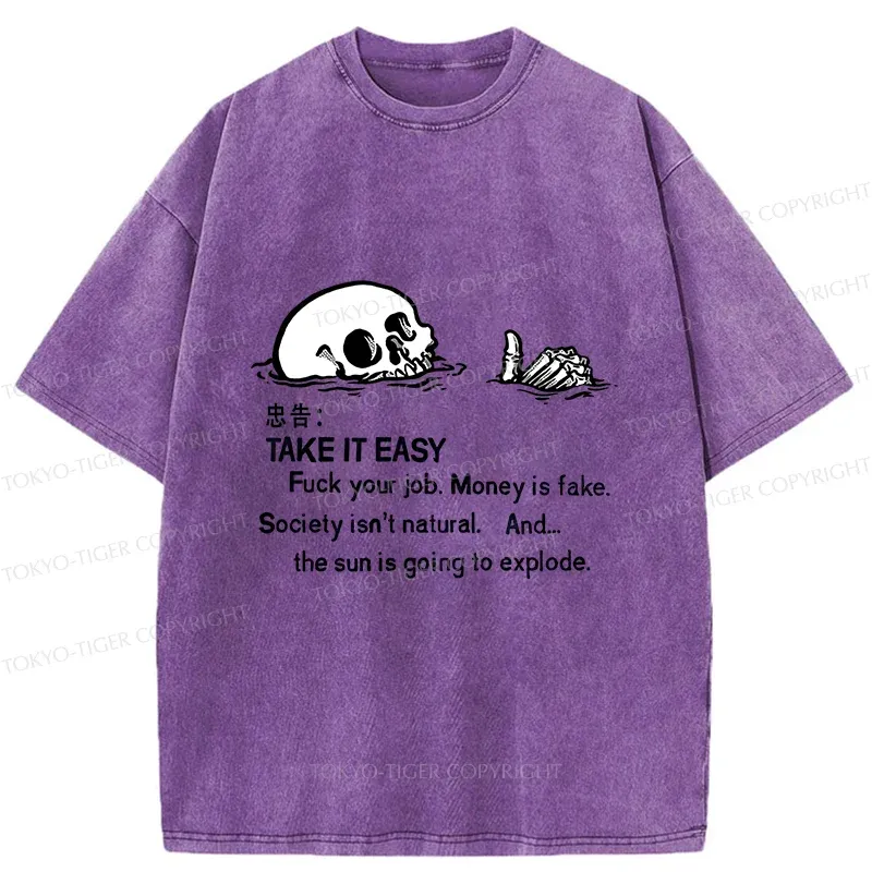 Tokyo-Tiger Skeleton Ridicule Washed T-Shirt