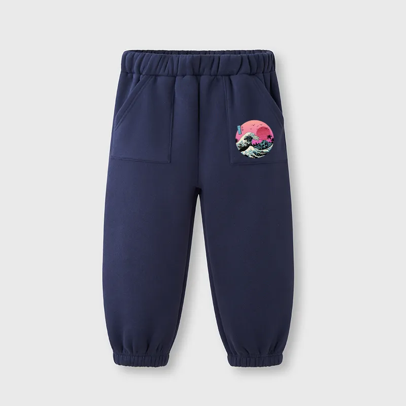 Tokyo-Tiger Japanese The Great Retro Wave Kids Fleece Lined Hoodie Set