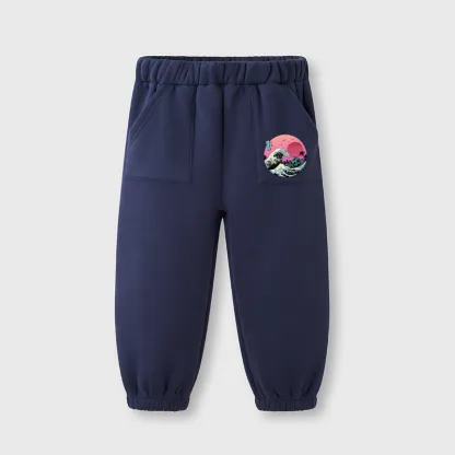 Tokyo-Tiger Japanese The Great Retro Wave Kids Fleece Lined Hoodie Set