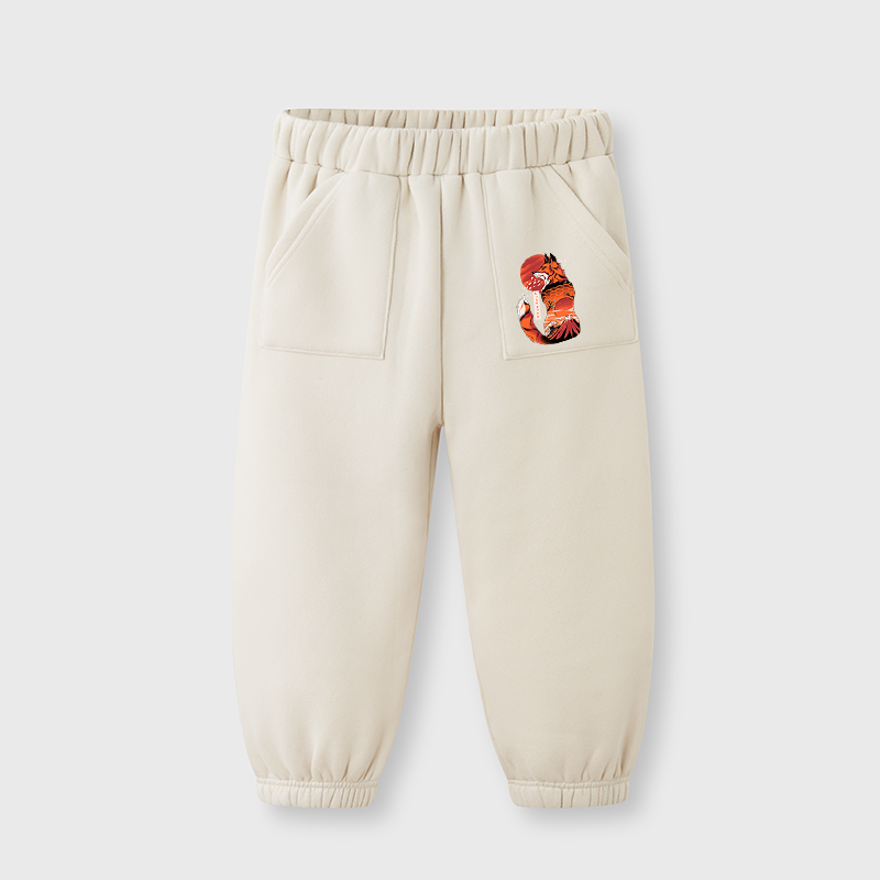 Tokyo-Tiger Japanese Fox Tattoo Kids Fleece Lined Hoodie Set