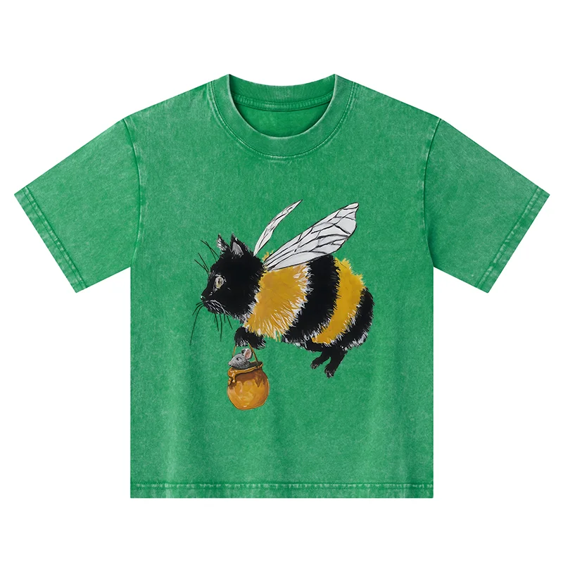 Tokyo-Tiger Catbee Funny Kids Washed T-Shirt