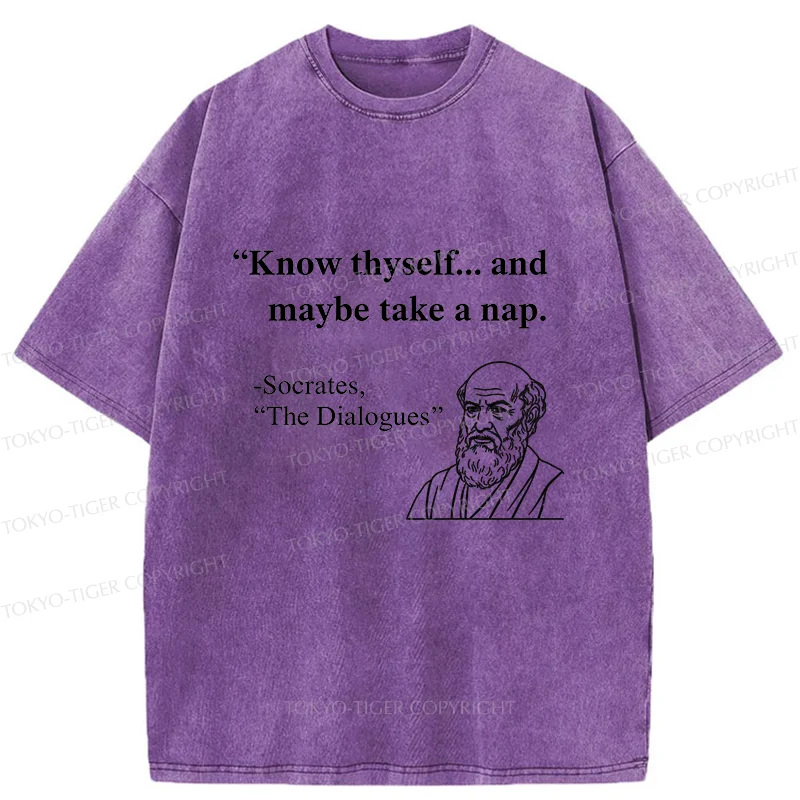Tokyo-Tiger Socrates' Philosophy Funny Washed T-Shirt