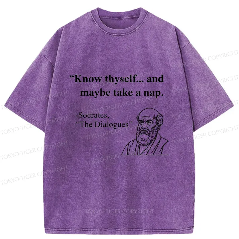 Tokyo-Tiger Socrates' Philosophy Funny Washed T-Shirt