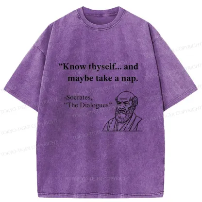 Tokyo-Tiger Socrates' Philosophy Funny Washed T-Shirt
