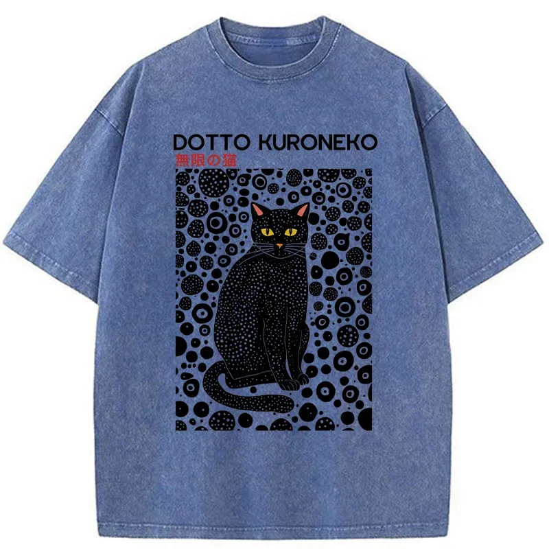 Tokyo-Tiger Polka Dot Art Cat Washed T-Shirt