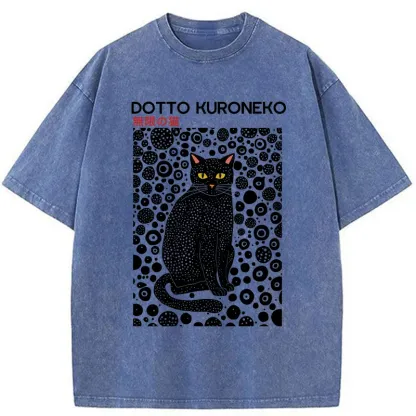Tokyo-Tiger Polka Dot Art Cat Washed T-Shirt