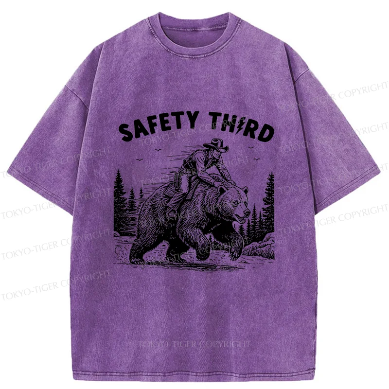 Tokyo-Tiger Human Riding A Bear Washed T-Shirt