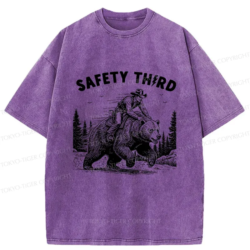 Tokyo-Tiger Human Riding A Bear Washed T-Shirt