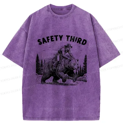 Tokyo-Tiger Human Riding A Bear Washed T-Shirt