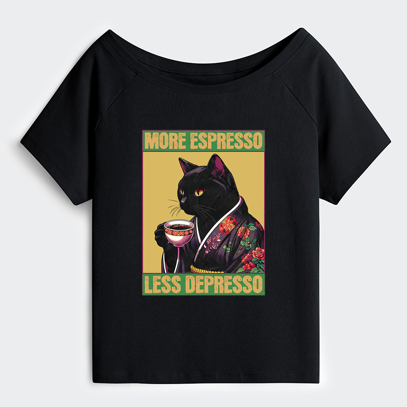Tokyo-Tiger Up Caffeine Down Depression Off Shoulder T-Shirt